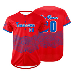 Benutzerdefiniert Rot Blau Personalisierter Baseball Jersey mit Farbverlauf Team Uniform mit Namen und Nummer