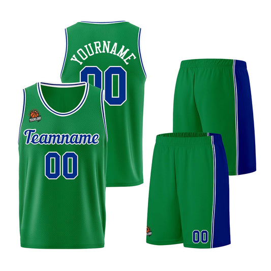 Individuelle Kelly Grün Königlich Basketball Jersey Shorts für Männer und Frauen Gestickter und gedruckter Name, Nummer und Logo