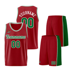 Individuelle Burgund Grün Basketball Jersey Shorts für Männer und Frauen Gestickter und gedruckter Name, Nummer und Logo