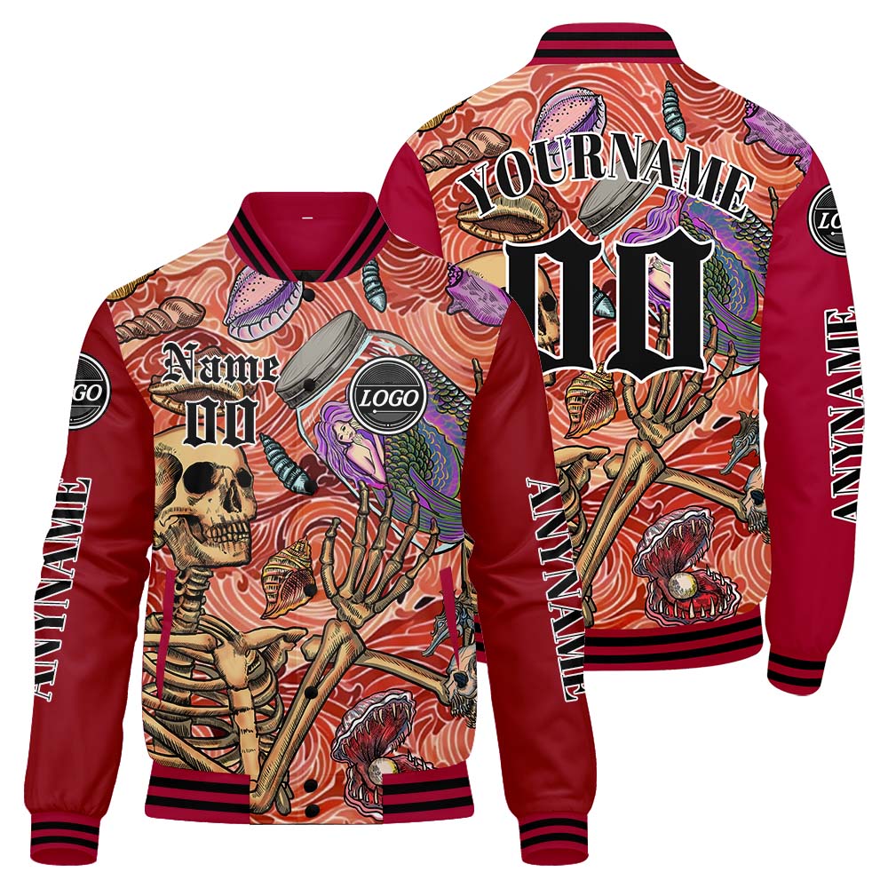 Maßgeschneiderte Rot Letterman Varsity Jacket Individuelle Stickerei Druck nach Ihrem Wunsch