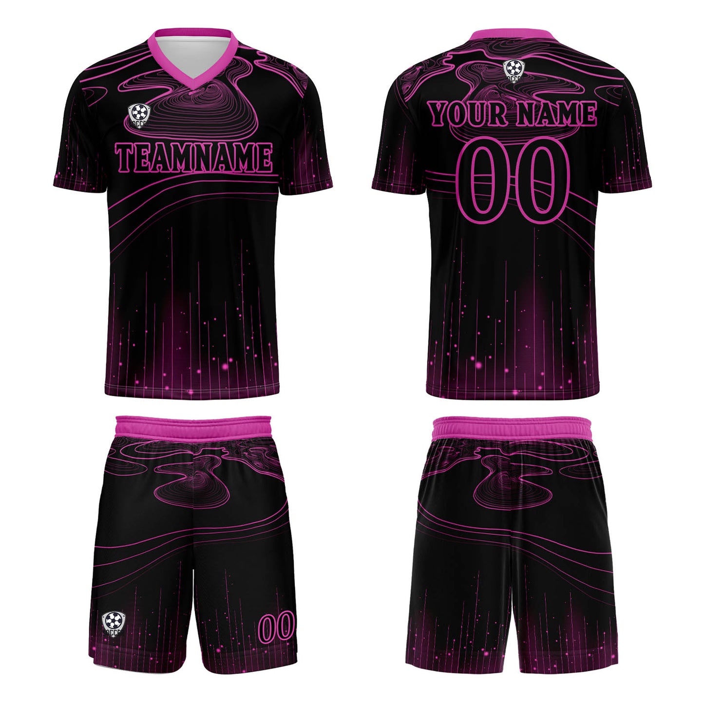 Benutzerdefinierte Schwarz Rose Lila Trikots für Männer Frauen Personalisierte Fußball Uniformen für Erwachsene und Kind