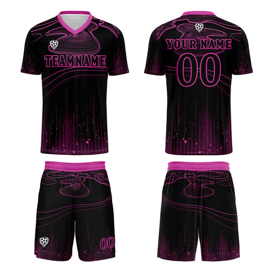 Benutzerdefinierte Schwarz Rose Lila Trikots für Männer Frauen Personalisierte Fußball Uniformen für Erwachsene und Kind