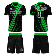Benutzerdefinierte Schwarz Grün Trikots für Männer Frauen Personalisierte Fußball Uniformen für Erwachsene und Kind