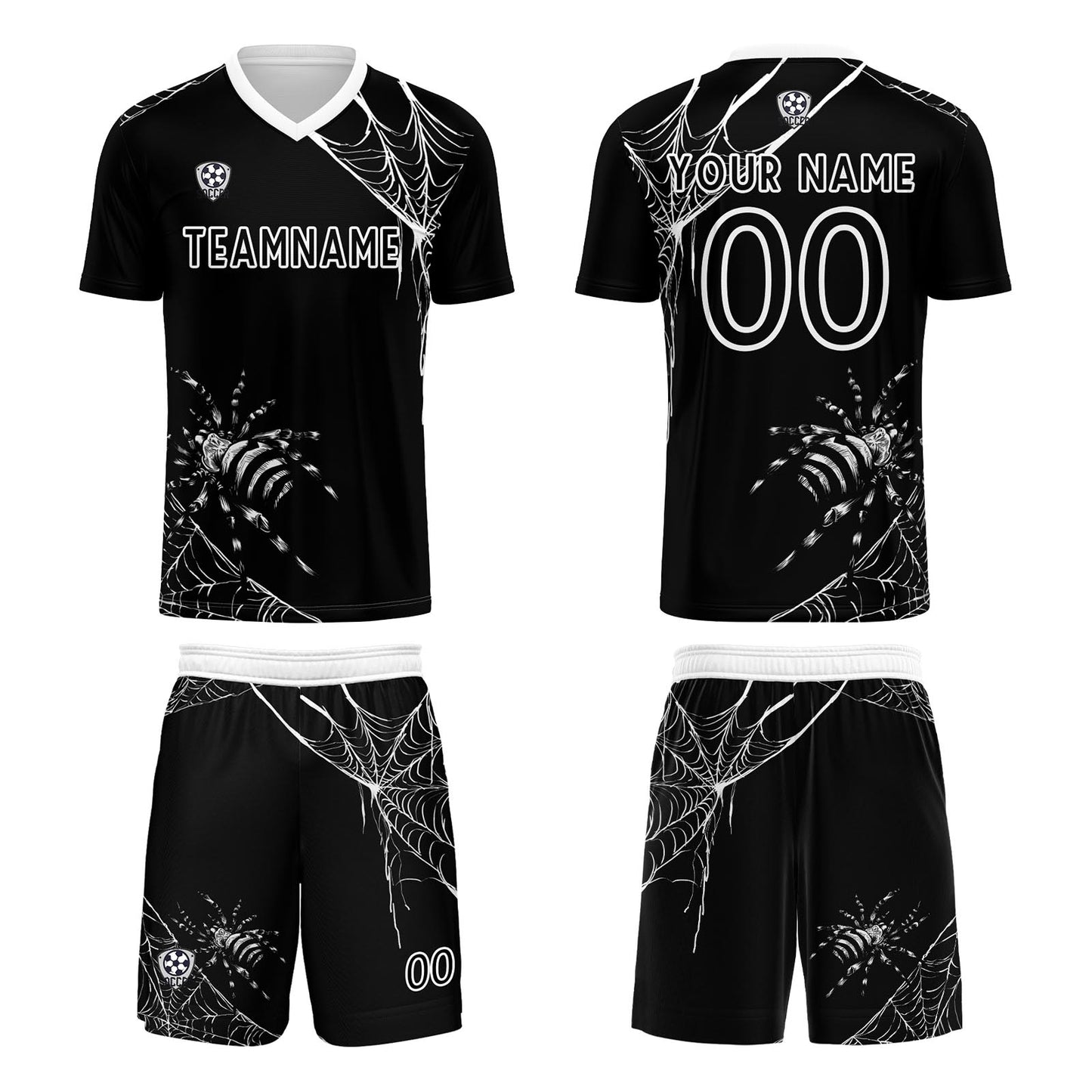 Benutzerdefinierte Schwarz Trikots für Männer Frauen Personalisierte Fußball Uniformen für Erwachsene und Kind