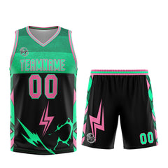 Benutzerdefinierter Schwarz Rosa Basketball Jersey Uniform Anzug gedruckt Ihr Logo Name Nummer