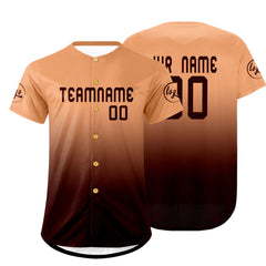Benutzerdefiniert Hellbraun Dunkelbraun Personalisierter Baseball Jersey mit Farbverlauf Team Uniform mit Namen und Nummer