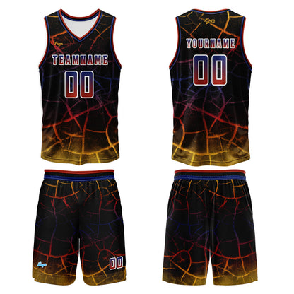 Benutzerdefinierter Rot Gelb Basketball Jersey Uniform Anzug gedruckt Ihr Logo Name Nummer