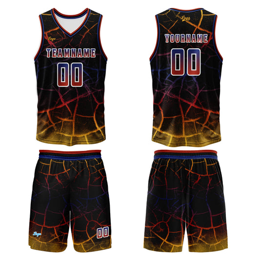 Benutzerdefinierter Rot Gelb Basketball Jersey Uniform Anzug gedruckt Ihr Logo Name Nummer
