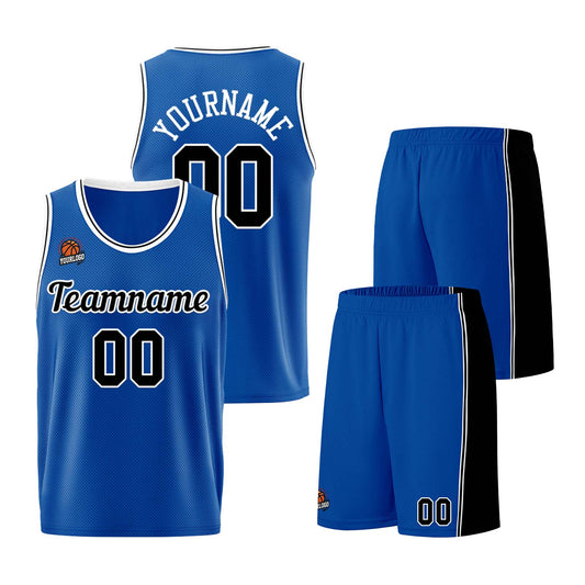 Individuelle Königs-Schwarz Basketball Jersey Shorts für Männer und Frauen Gestickter und gedruckter Name, Nummer und Logo