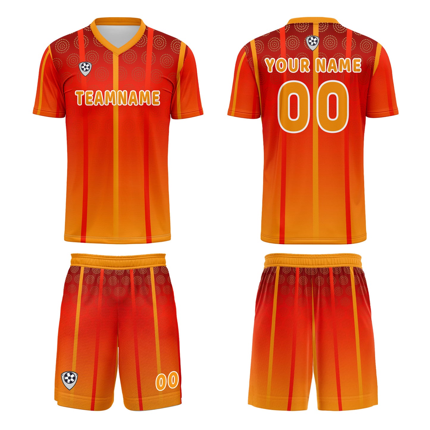 Benutzerdefinierte Orange Gelb Trikots für Männer Frauen Personalisierte Fußball Uniformen für Erwachsene und Kind