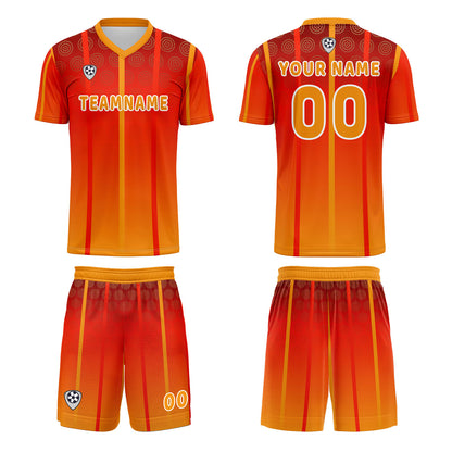 Benutzerdefinierte Orange Gelb Trikots für Männer Frauen Personalisierte Fußball Uniformen für Erwachsene und Kind