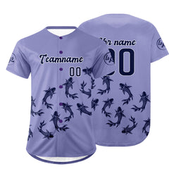 Benutzerdefiniert Lichtlila Dunkellila Personalisierter Baseball Jersey mit Farbverlauf Team Uniform mit Namen und Nummer