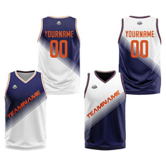 Benutzerdefinierte Marine Weiß Reversible Basketball Jersey Personalisierte Print Name Nummer Logo