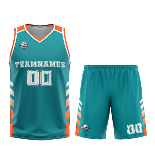 Benutzerdefinierter Cyan Orange Basketball Jersey Uniform Anzug gedruckt Ihr Logo Name Nummer