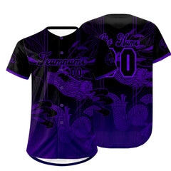 Benutzerdefiniert Schwarz Lila Personalisierter Baseball Jersey mit Farbverlauf Team Uniform mit Namen und Nummer