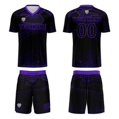 Benutzerdefinierte Schwarz Lila Trikots für Männer Frauen Personalisierte Fußball Uniformen für Erwachsene und Kind