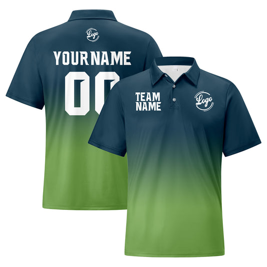 Benutzerdefinierte Grün Gras Grün Fußball Gradient Polo-Shirts Fügen Sie Ihr Einzigartiges hinzu Logo/Name/Nummer