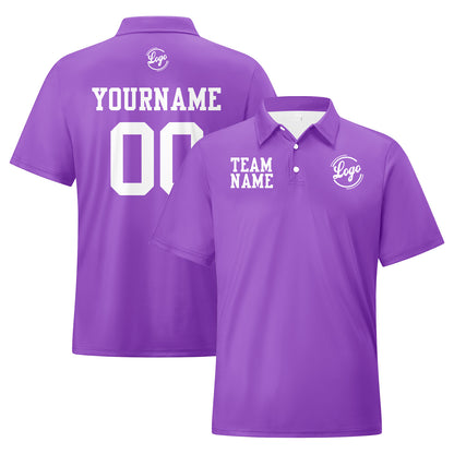 Benutzerdefinierte Lila Weiß Fußball Polo-Shirts Fügen Sie Ihr Einzigartiges hinzu Logo/Name/Nummer