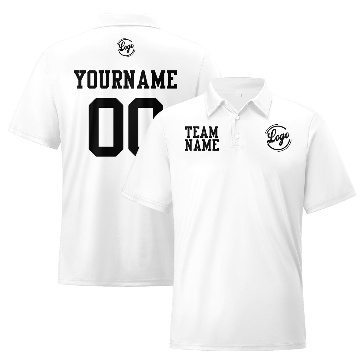 Benutzerdefinierte Weiß Schwarz Fußball Polo-Shirts Fügen Sie Ihr Einzigartiges hinzu Logo/Name/Nummer