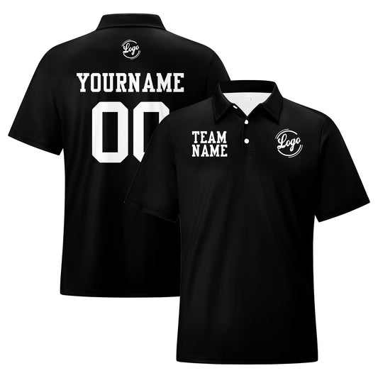 Benutzerdefinierte Schwarz Weiß Fußball Gradient Polo-Shirts Fügen Sie Ihr Einzigartiges hinzu Logo/Name/Nummer