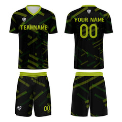 Benutzerdefinierte Schwarz Gelb Grün Fußball Trikots für Männer Frauen Personalisierte Fußball Uniformen für Erwachsene und Kind