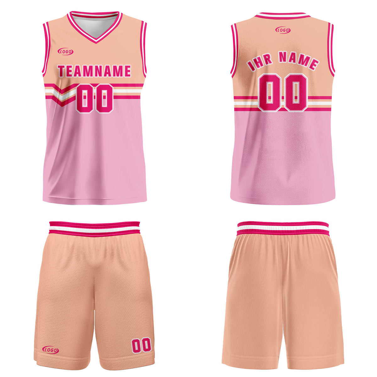 Benutzerdefinierter Rosa Orange Rose Rot Basketball Jersey Uniform Anzug gedruckt Ihr Logo Name Nummer