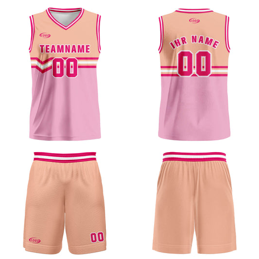 Benutzerdefinierter Rosa Orange Rose Rot Basketball Jersey Uniform Anzug gedruckt Ihr Logo Name Nummer