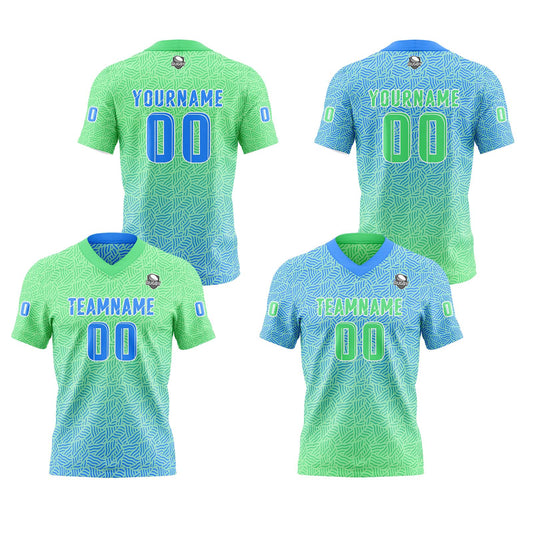 Benutzerdefinierte Grün Blau Reversibel Fußball Trikot Personalisierte Gradient Fußball Shirts für Männer gedruckt Team Name Nummer Logo