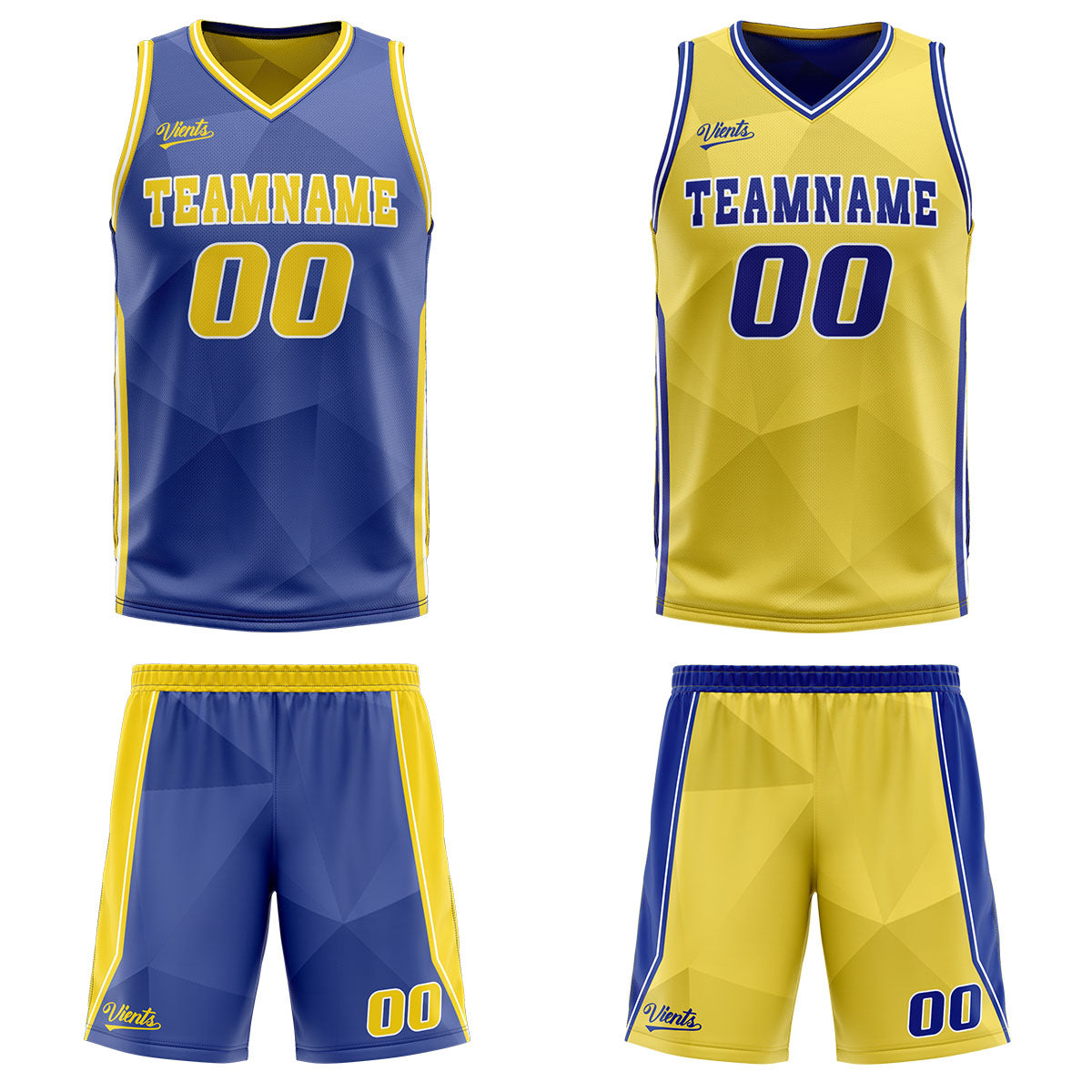 Benutzerdefinierte Blau Gelb Reversible Basketball Jersey Personalisierte Drucken Name Nummer Logo