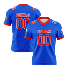 Benutzerdefinierte Blau Rot Fußball Trikots Personalisierter Name Nummer Logo