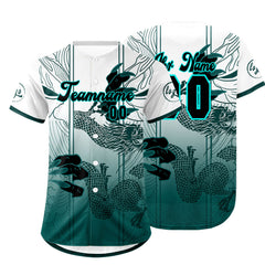 Benutzerdefiniert Weiß Cyan Personalisierter Baseball Jersey mit Farbverlauf Team Uniform mit Namen und Nummer