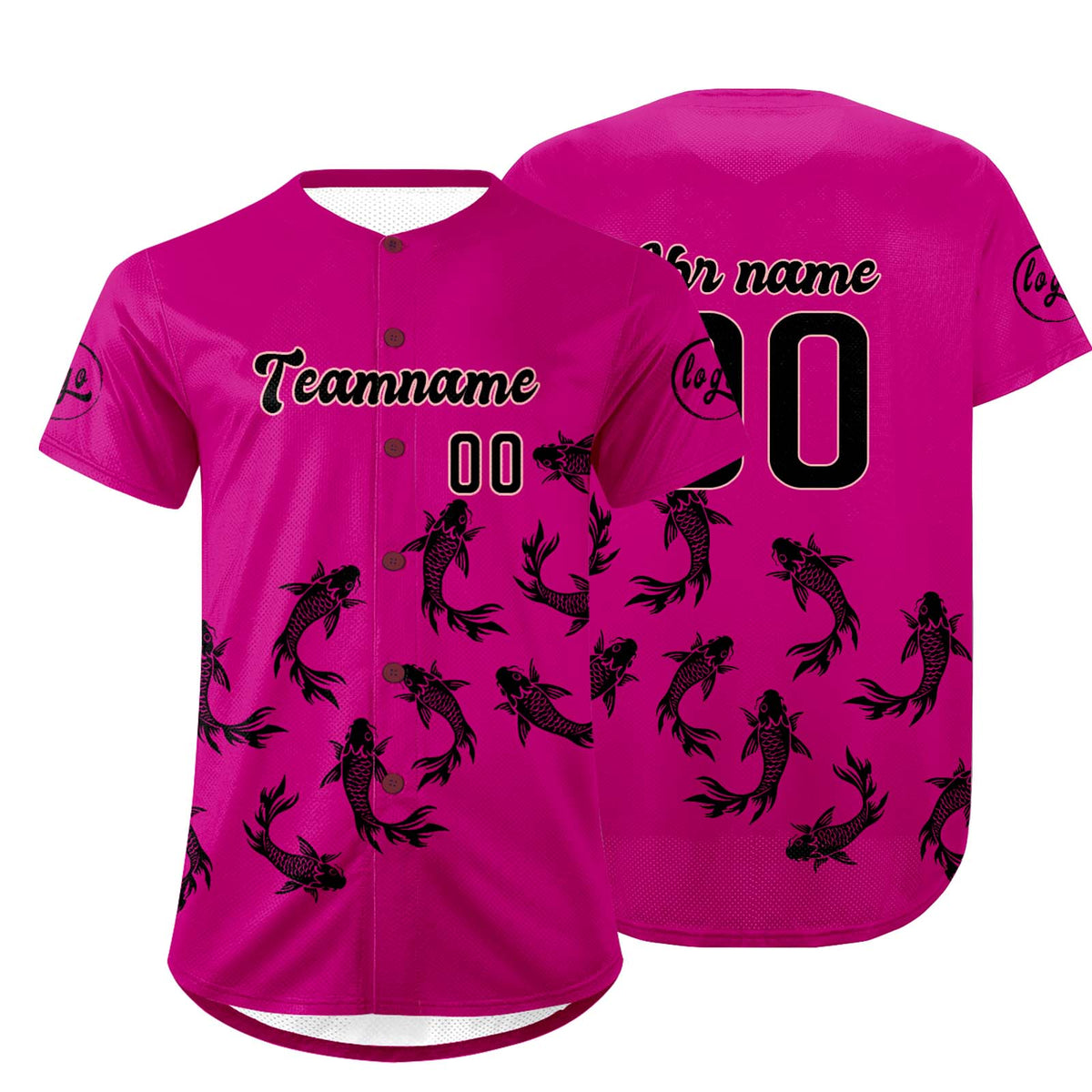 Benutzerdefiniert Rose Rosa Schwarz Personalisierter Baseball Jersey mit Farbverlauf Team Uniform mit Namen und Nummer