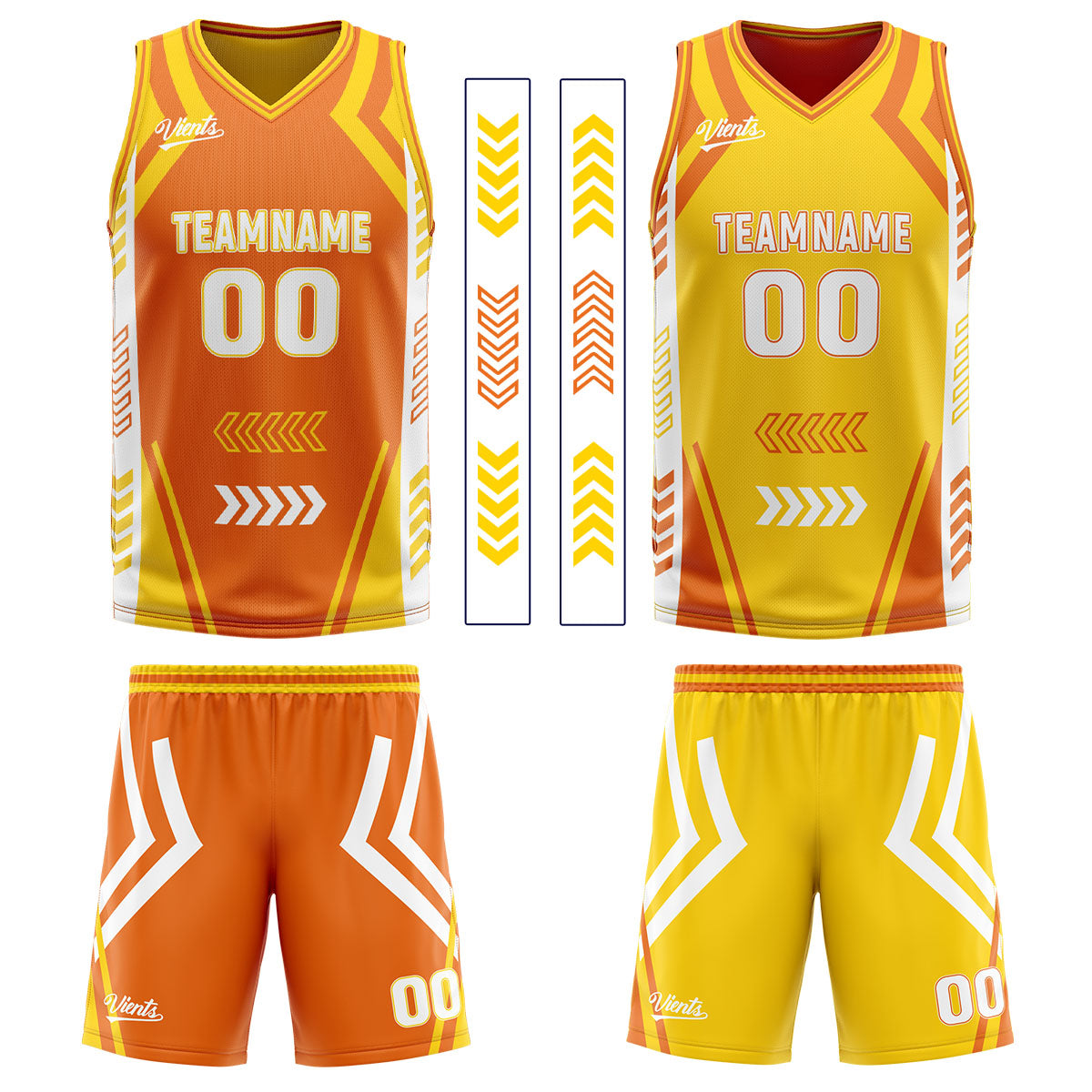 Benutzerdefinierte Orange Gelb Reversible Basketball Jersey Personalisierte Drucken Name Nummer Logo