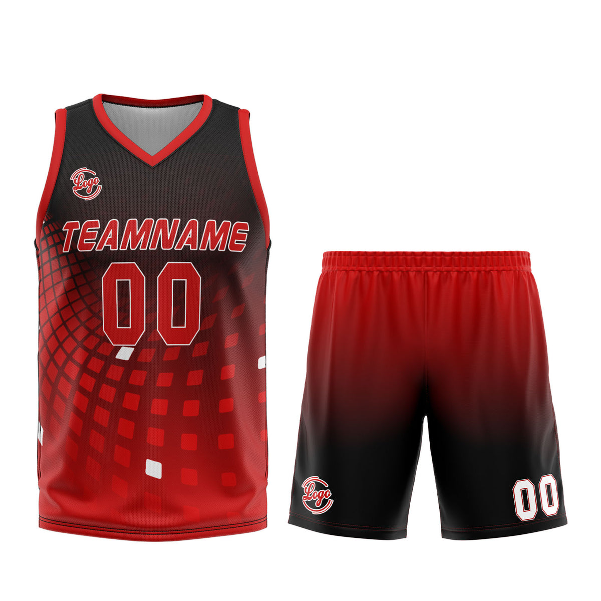 Benutzerdefinierter Schwarz Rot Basketball Jersey Uniform Anzug gedruckt Ihr Logo Name Nummer