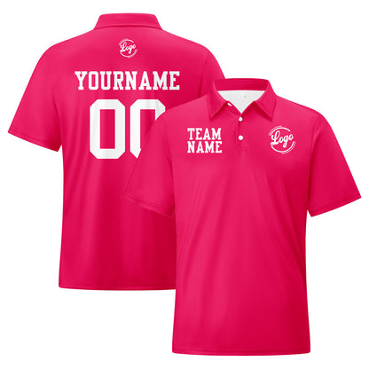 Benutzerdefinierte Lichtrosa Weiß Fußball Polo-Shirts Fügen Sie Ihr Einzigartiges hinzu Logo/Name/Nummer
