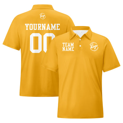 Benutzerdefinierte Gelb Weiß Fußball Polo-Shirts Fügen Sie Ihr Einzigartiges hinzu Logo/Name/Nummer