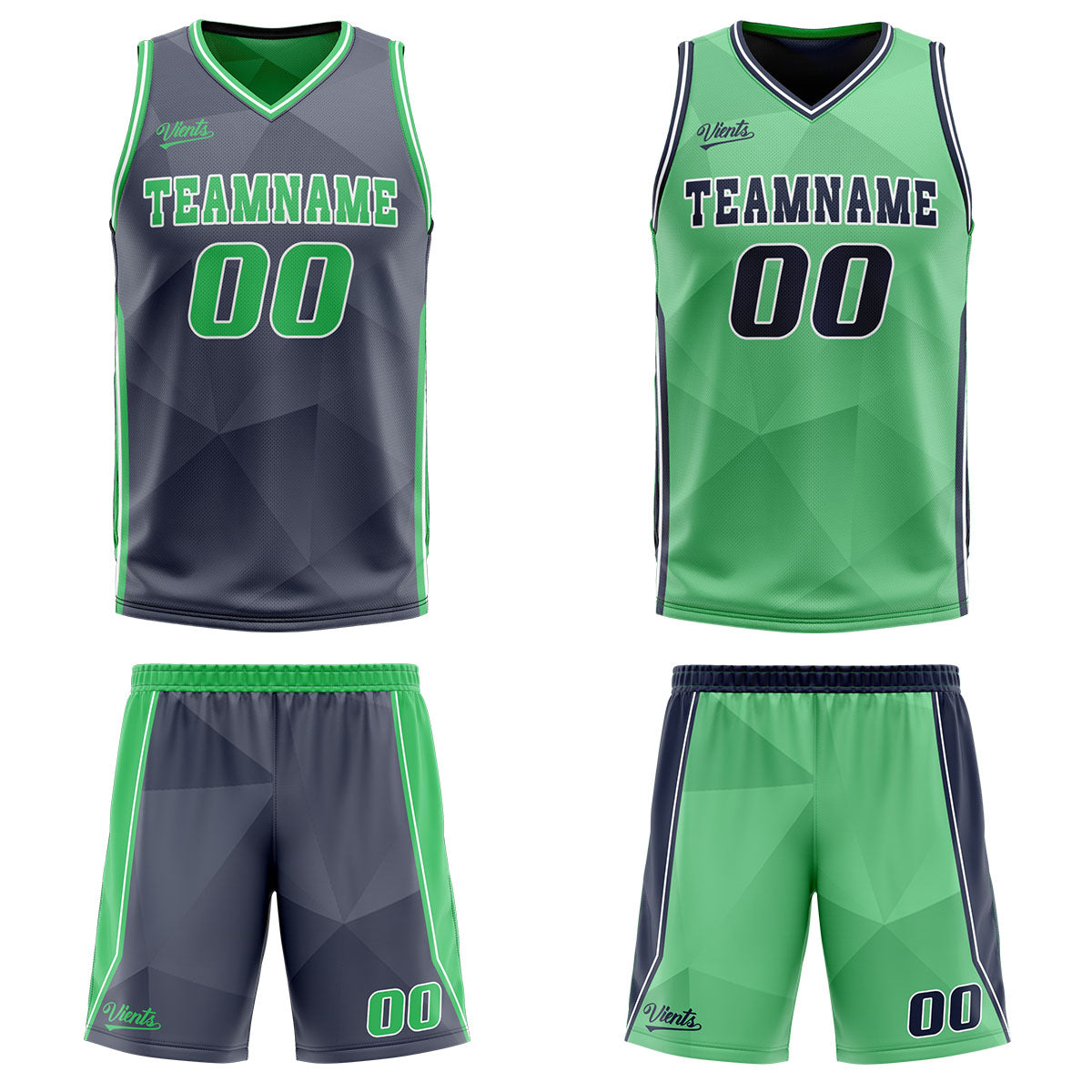 Benutzerdefinierte Marine Grün Reversible Basketball Jersey Personalisierte Drucken Name Nummer Logo