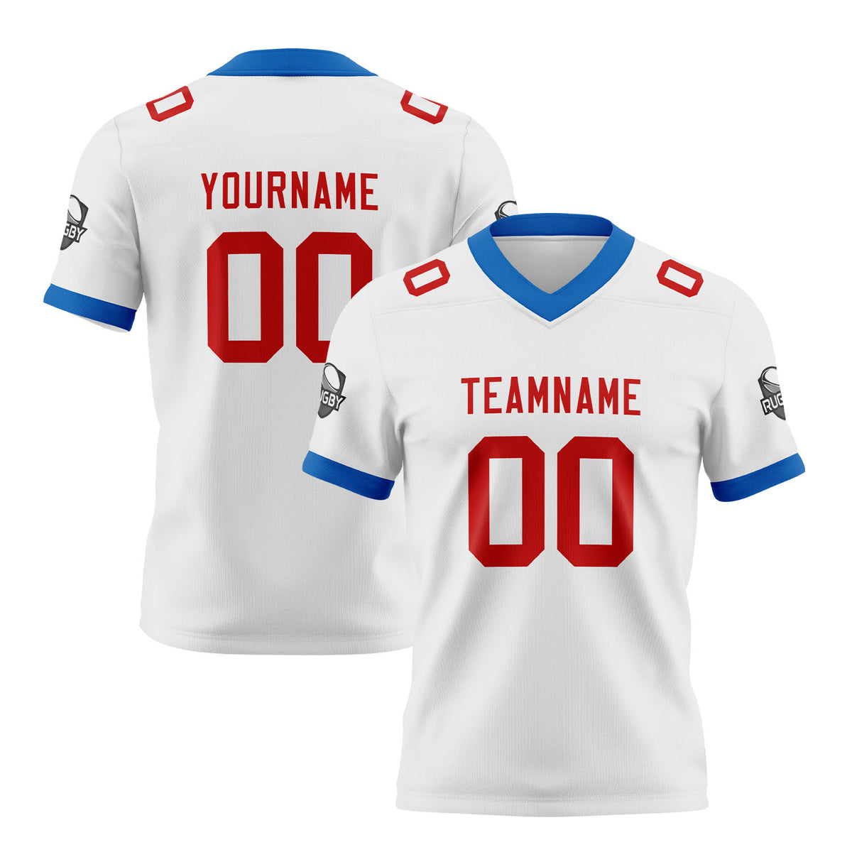 Benutzerdefinierte Weiß Rot Fußball Trikots Personalisierter Name Nummer Logo