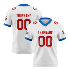 Benutzerdefinierte Weiß Rot Fußball Trikots Personalisierter Name Nummer Logo