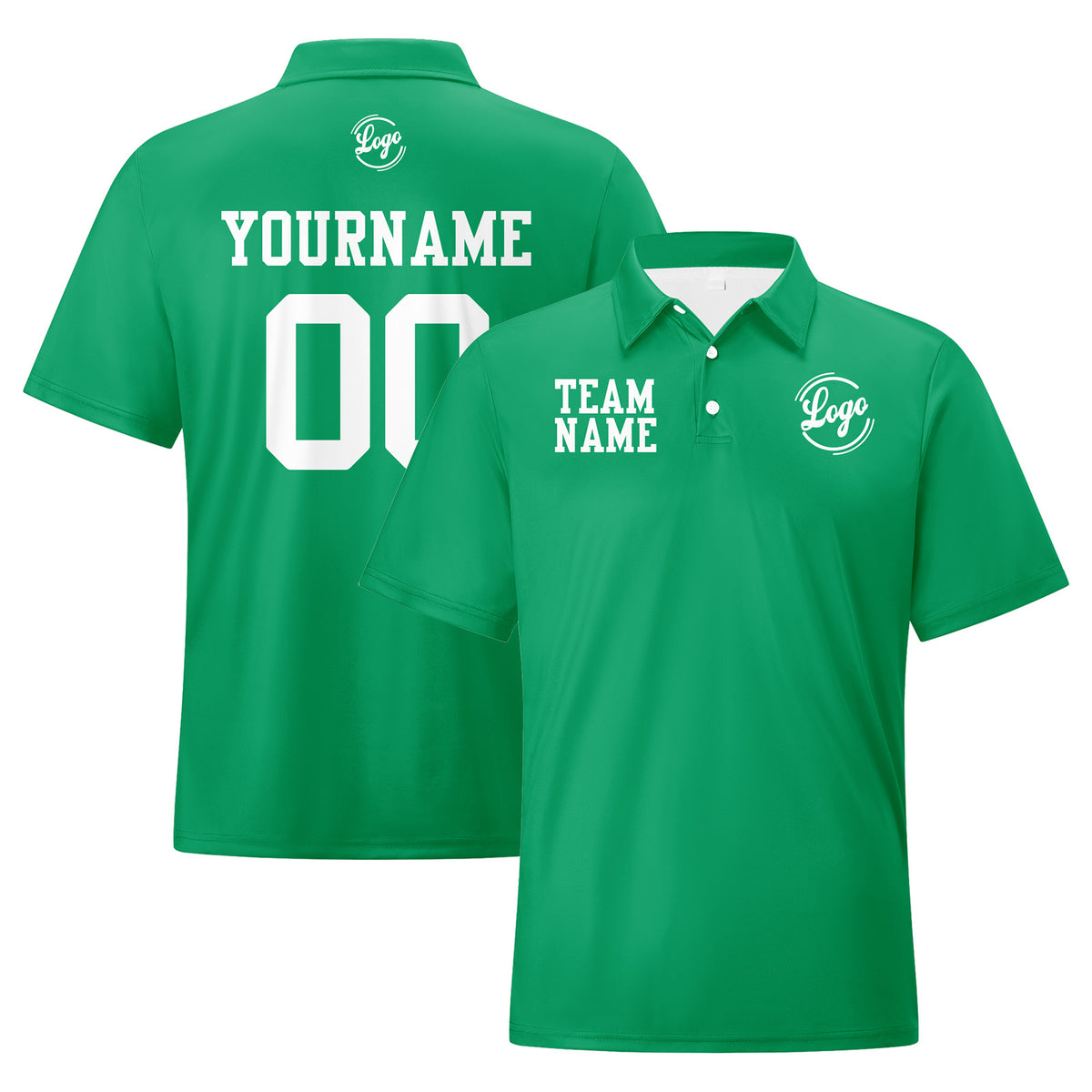 Benutzerdefinierte Grün Weiß Fußball Polo-Shirts Fügen Sie Ihr Einzigartiges hinzu Logo/Name/Nummer