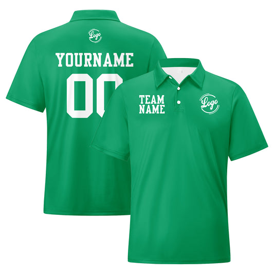 Benutzerdefinierte Grün Weiß Fußball Polo-Shirts Fügen Sie Ihr Einzigartiges hinzu Logo/Name/Nummer