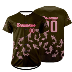 Benutzerdefiniert Olivengrün Lichtrosa Personalisierter Baseball Jersey mit Farbverlauf Team Uniform mit Namen und Nummer