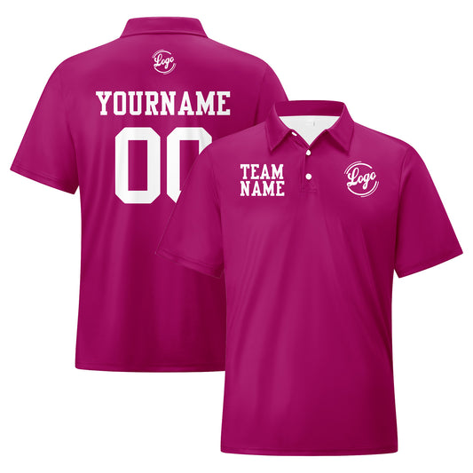 Benutzerdefinierte Fuchsia Weiß Fußball Polo-Shirts Fügen Sie Ihr Einzigartiges hinzu Logo/Name/Nummer