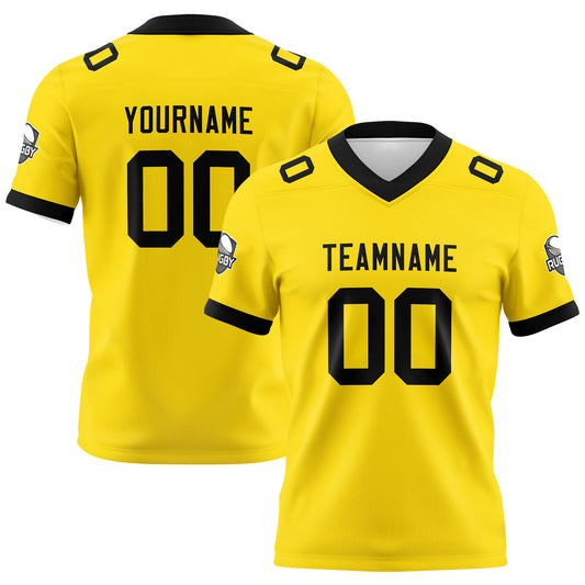 Benutzerdefinierte Gelb Schwarz Fußball Trikots Personalisierter Name Nummer Logo