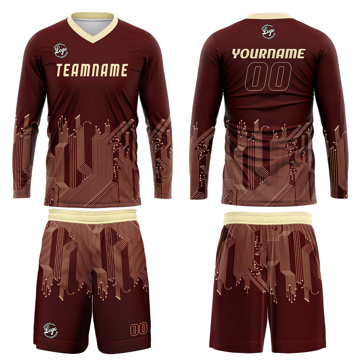 Kundenspezifisches Dunkelrot Lichtgelb Basketball Fußball Schießen langes T-Shirt für Erwachsene und Kinder