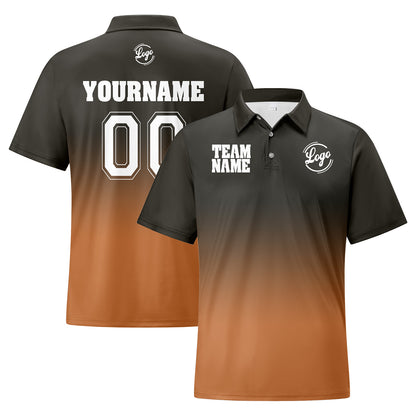 Benutzerdefinierte Langweilig Grau Orange Fußball Gradient Polo-Shirts Fügen Sie Ihr Einzigartiges hinzu Logo/Name/Nummer