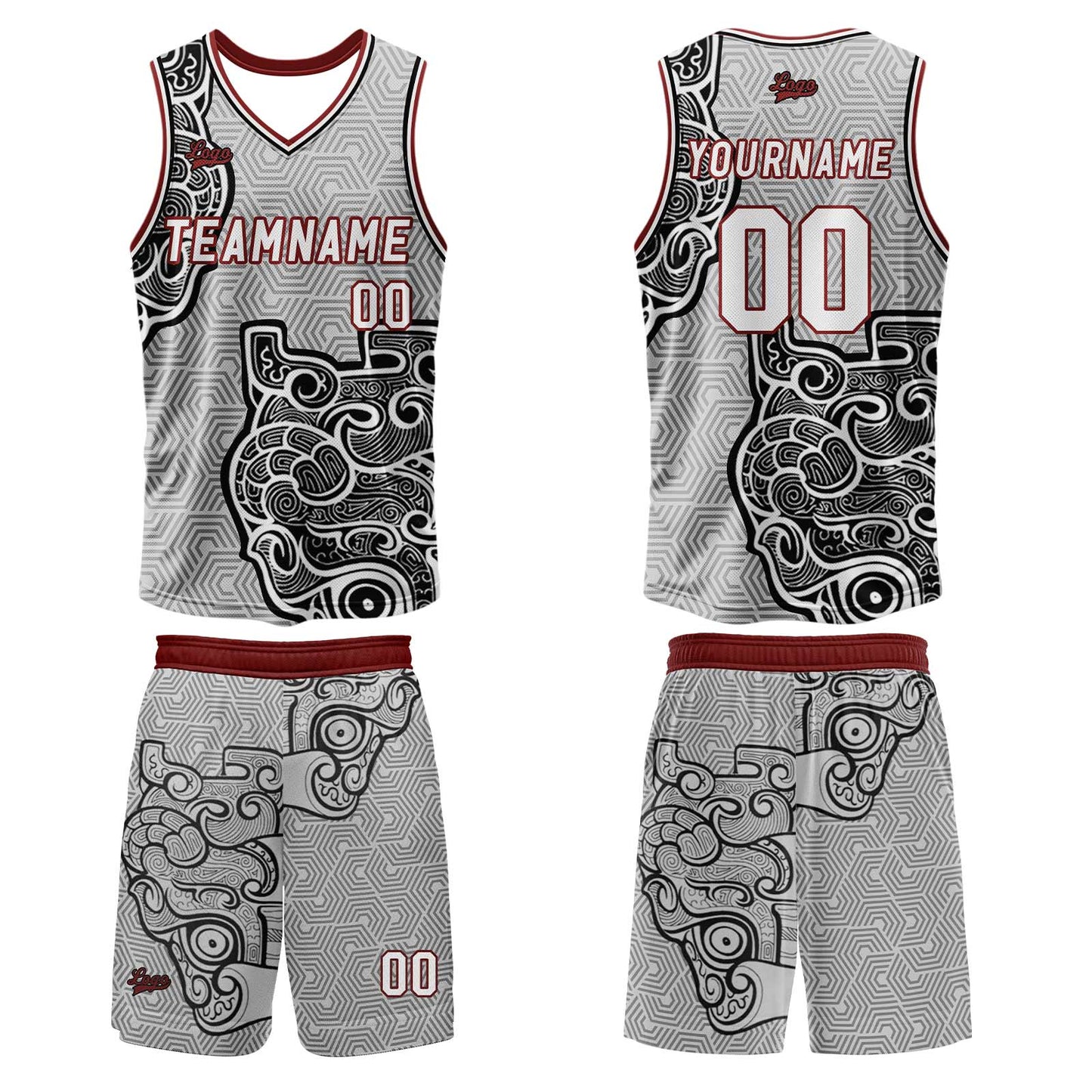 Benutzerdefinierter Grau Schwarz Basketball Jersey Uniform Anzug gedruckt Ihr Logo Name Nummer