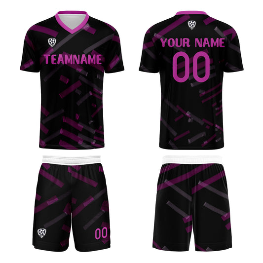 Benutzerdefinierte Schwarz Rose Rot Fußball Trikots für Männer Frauen Personalisierte Fußball Uniformen für Erwachsene und Kind