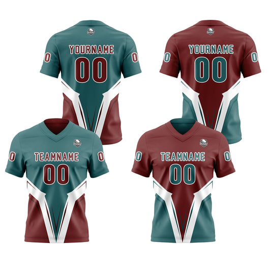 Benutzerdefinierte Grün Rot Reversibel Fußball Trikot Personalisierte Gradient Fußball Shirts für Männer gedruckt Team Name Nummer Logo