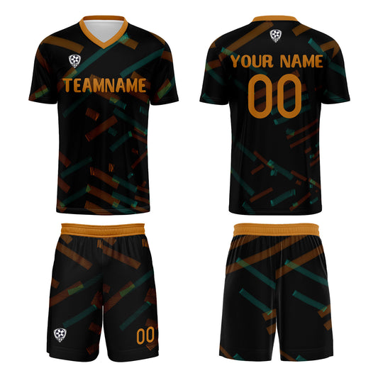 Benutzerdefinierte Schwarz Orange Fußball Trikots für Männer Frauen Personalisierte Fußball Uniformen für Erwachsene und Kind